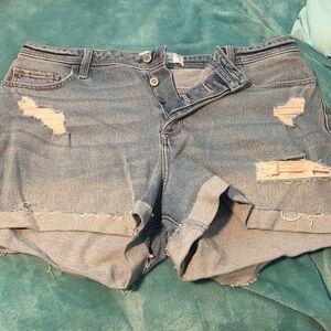 Hollister Denim Distressed Women's Shorts Curvy High Rise